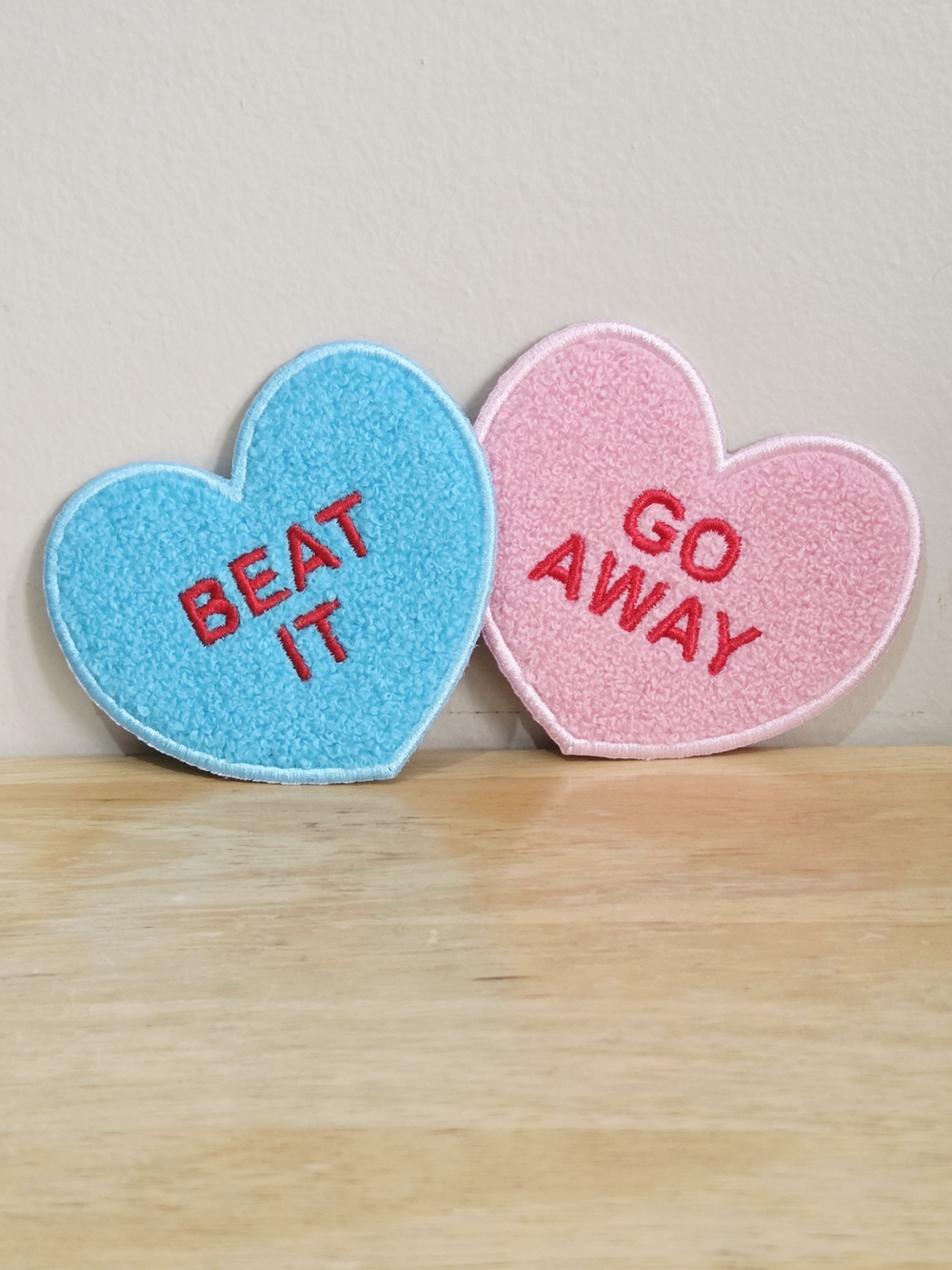 Sugarbones Candy Conversation Heart - 2pc set Large Fluffy Patches